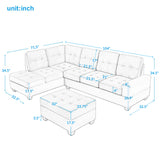 Sectional Sofa with Reversible Chaise Lounge, L-Shaped Couch with Storage Ottoman and Cup Holders