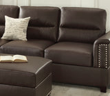 New Contemporary 3-PCS Reversible Sectional Set Living Room Furniture Espresso Faux Leather Couch Sofa Chaise Ottoman