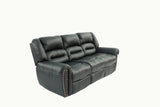 Black Plush Reclining Leather Sofa