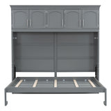 Queen Size Murphy Bed Wall Bed with Top Cabinets,Gray