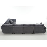 Dark Grey Oversized Modular Sectional Sofa Corduroy Upholstered