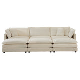 Reversible Modular 6 Seater Sectional Super Soft Sofa Couch with 3 Ottomans, 3 Toss Pillows and 2 Arm Pillows