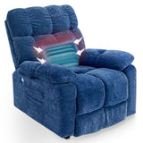 Blue Power Lift Recliner Chair with Airbag Massage and Heating USB Charge Ports