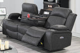 Charcoal Sofa 1pc Contemporary Leatherette Storage Arms w Cup Holder