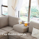 Sectional Corner Sofa L-shape Couch Space Saving with Storage Ottoman & Cup Holders Design for Large Space Dorm Apartment