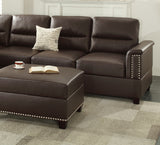 New Contemporary 3-PCS Reversible Sectional Set Living Room Furniture Espresso Faux Leather Couch Sofa Chaise Ottoman