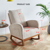 Beige Linen Rocking Chair Accent Chair