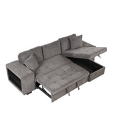 Modern L-Shape 3 Seat Reversible Sectional Couch, Pull Out Sleeper Sofa with Storage