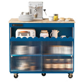 Navy Blue Kitchen Island with Drop Leaf