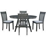 5-Piece Wood Dining Table Set Round Extendable Dining Table with 4 Dining Chairs