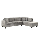 Sectional Sofa with Storage Ottoman, L-Shape Couch with 2 Pillows and Cup Holder,