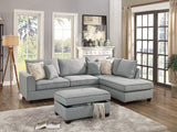 Beautiful 3-pcs Sectional Sofa Light Grey Dorris Fabric Cushion Sofa Chaise Ottoman Reversible Couch Pillows Living Room Furniture