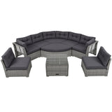 Patio Furniture Set Outdoor Furniture Daybed Rattan Sectional Furniture Set Patio Seating Group With Cushions and Center Table for Patio, Lawn, Backyard, Pool, Grey