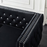 Black Velvet Sofa with Jeweled buttons