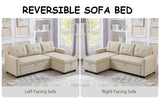 Pull Out Sectional Sofa with Storage Chaise