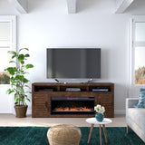 TV Stand Fireplace for TVs up to 95 inches, Minimal Assembly, Whiskey Finish