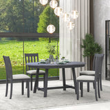 5-Piece Wood Dining Table Set Round Extendable Dining Table with 4 Dining Chairs