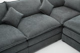 Modular Sectional Sofa,  3-Seater Sofa with Ottoman, Modern L-Shaped Sofa for Living Room Bedroom Apartment