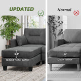 Modular Grey Couch with USB Ports, Ottoman, Lumbar Pillows