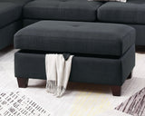 Contemporary 3-pcs Sectional Sofa Ash Black Polyfiber Cushion Sofa Chaise Ottoman Reversible Couch Pillows