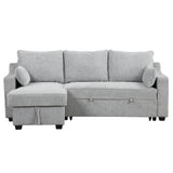 Pull Out Sleeper Sofa L-Shaped Couch Convertible Sofa Bed with Storage Chaise, Storage Racks and USB Ports