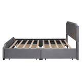 Queen Upholstered Platform Bed and 4 Drawers