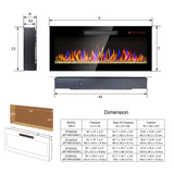 50 inch recessed ultra thin tempered glass front wall mounted electric fireplace