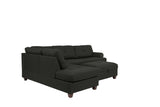 Contemporary 3-pcs Sectional Sofa Ash Black Polyfiber Cushion Sofa Chaise Ottoman Reversible Couch Pillows