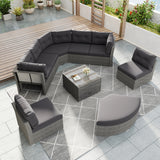 Patio Furniture Set Outdoor Furniture Daybed Rattan Sectional Furniture Set Patio Seating Group With Cushions and Center Table for Patio, Lawn, Backyard, Pool, Grey