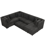 Sectional Sofa Pull out Sofa Bed with Two USB Ports, Two Power Sockets, Three Back Pillows and a Storage Chaise for Living Room, Black