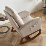 Beige Linen Rocking Chair Accent Chair