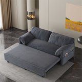 Queen Pull Out Sofa Bed, 3-in-1 Convertible Sleeper Sofa with Side Storage