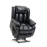 Black Leather lift chair Dual Motor  with 8-Point Vibration Massage and Lumbar Heating