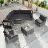 Patio Furniture Set Outdoor Furniture Daybed Rattan Sectional Furniture Set Patio Seating Group With Cushions and Center Table for Patio, Lawn, Backyard, Pool, Grey