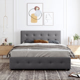 Queen Upholstered Platform Bed and 4 Drawers