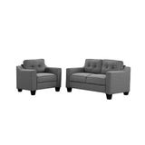 Piece Living Room Set with tufted cushions.