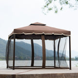 Brown Outdoor Iron Vented Dome Top Patio Gazebo