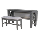 Grey 6-Piece Family Dining Room Set Solid Wood