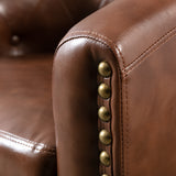 Leather Tufted Barrel ChairTub Chair for Living Room Bedroom Club Chairs