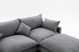 Modular Sectional Sofa,  3-Seater Sofa with Ottoman, Modern L-Shaped Sofa for Living Room Bedroom Apartment