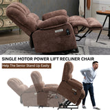 High Back Large Size Chenille Power Lift Recliner Chair with Vibration Massage and Lumbar