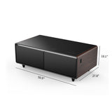 Brown Modern Smart Coffee Table with Built-in Fridge