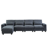 L-Shape Feather Filled Sectional Sofa - Dark Grey