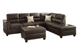 New Contemporary 3-PCS Reversible Sectional Set Living Room Furniture Espresso Faux Leather Couch Sofa Chaise Ottoman