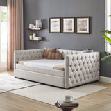 Daybed with Trundle Upholstered Tufted Sofa Bed