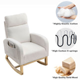 High Backrest Living Room Lounge Arm Rocking Chair with Two Side Pockets