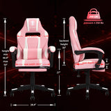 Black and Pink Ergonomic massage/rotary racing office gaming chair