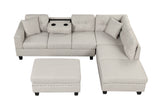 Modern Sectional Sofa with Storage Ottoman, L-Shape Couch