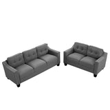 Piece Living Room Set with tufted cushions.