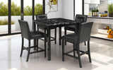 5-Piece Kitchen Table Set Faux Marble Top Counter Height Dining Table Set